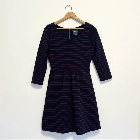 Anthropologie Maeve Brenna Stripe Fit and Flare Dress Womens Size 2 - Picture 2 of 10